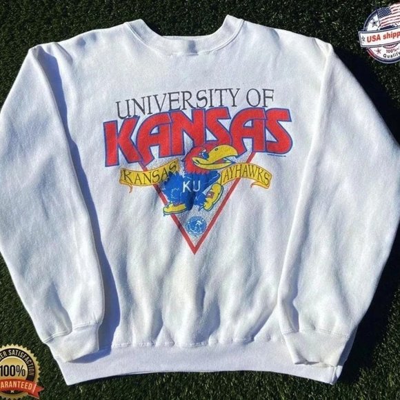 NCAA Kansas Jayhawks Sweatshirt, University of Kansas Sweater Vintage Stlye 90s - Picture 1 of 3